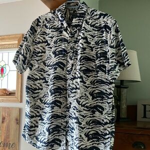 Eddie Bauer Black and White Casual Button Down Shirt